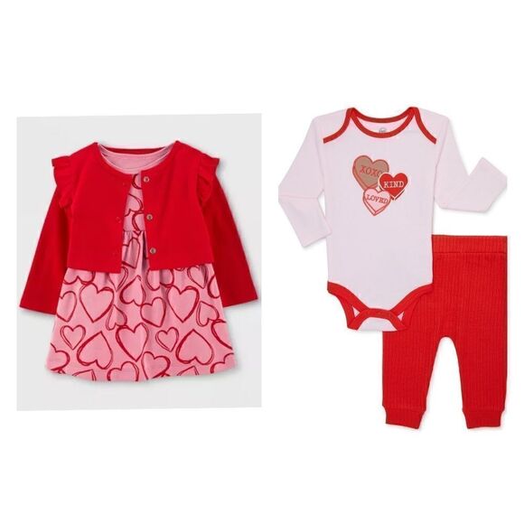 Nwt Girls Valentine's Day Clothes Bundle - Picture 1 of 9